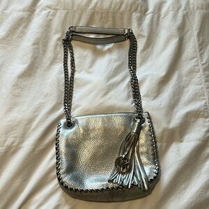 Michael Kors silver leather bag